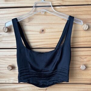 Reformation Black Sorrento Silk Top